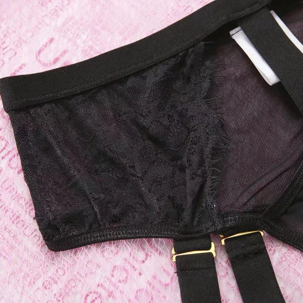 Conjunto Lencería Encaje Con Portaligas - TALLE XL