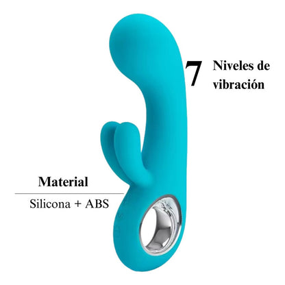 Vibrador Chris USB impermeable color celeste, uso en ducha o baño