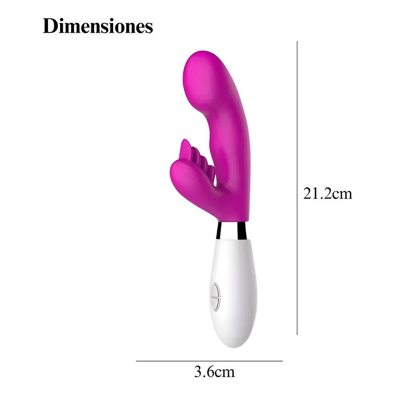 Vibrador Docoo doble punto G visto de perfil, diseño curvado de silicona médica con textura suave.

